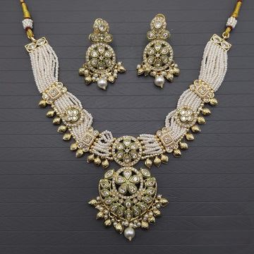 Elegant White Kundan Pearl Bridal Necklace Set for Women | Traditional Indian Wedding Jewellery Set