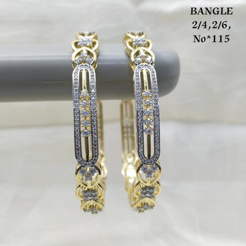 Premium Gold-Plated CZ Stone Studded Designer Bangles for Women | Elegant Artificial Jewellery | Sizes 2.4 / 2.6