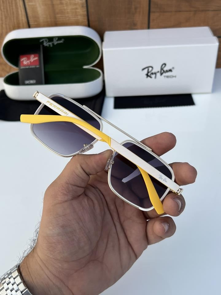 Ray-Ban Tech Aviator Sunglasses for Men – White & Yellow Frame with UV Protection