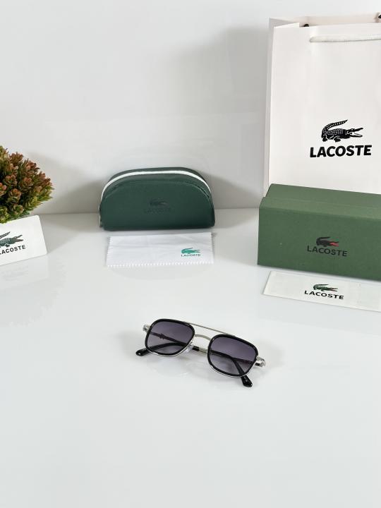 Lacoste Premium Square Sunglasses for Men – Black Frame with Gradient UV Protection Lenses