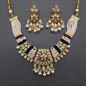 Multicolor Kundan Pearl Bridal Choker Necklace Set for Women | Traditional Wedding Jewellery