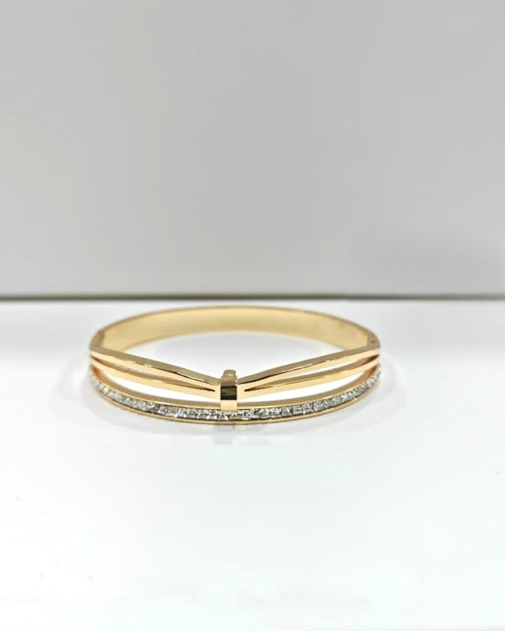 Stylish V-Shape Gold-Plated Stone-Studded Bracelet for Women & Girls