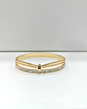 Stylish V-Shape Gold-Plated Stone-Studded Bracelet for Women & Girls