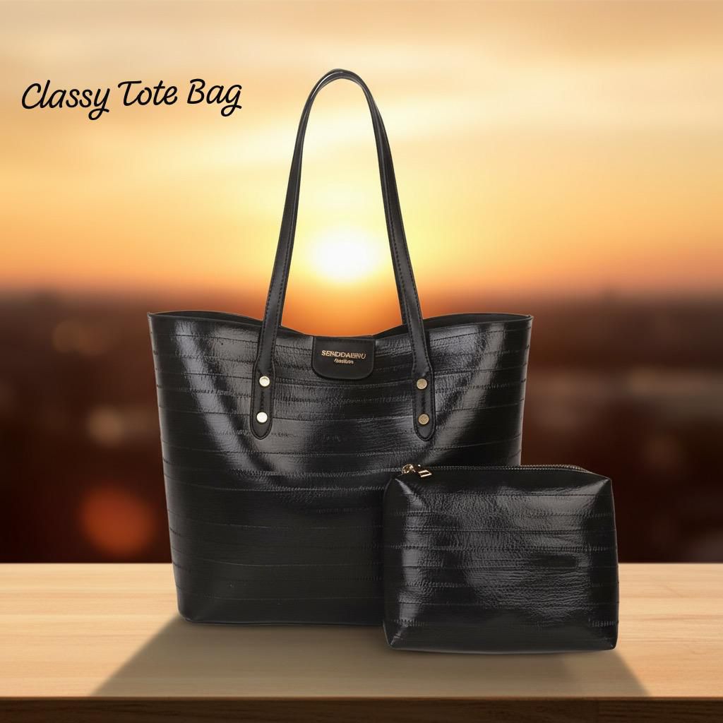 Elegant Premium Black Tote Bag Set