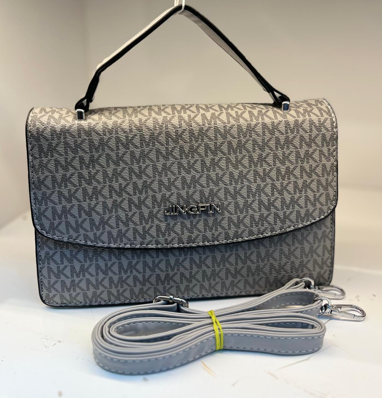 Signature Monogram Grey Satchel Bag