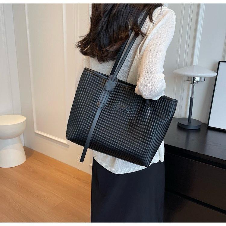 Minimalist Black Pinstripe Work Tote