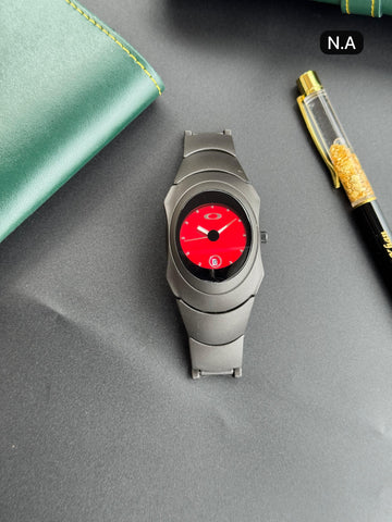 Oakley Time Bomb Red Dial – Futuristic Matte Titanium Watch