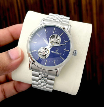 Maserati Blue Open Heart Automatic – Classic Stainless-Steel Bracelet