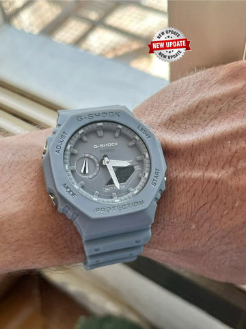 G-Shock GA-2100 Series Grey Analog-Digital Watch – Shock Resistant & Rugged Style