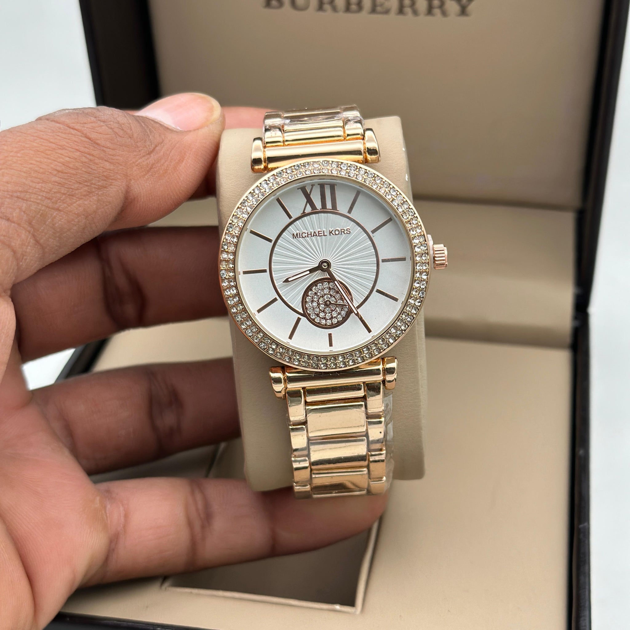 Michael Kors Rose Gold Crystal Pavé Watch – Women’s Chic Bracelet Timepiece