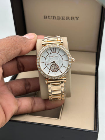 Michael Kors Rose Gold Crystal Pavé Watch – Women’s Chic Bracelet Timepiece