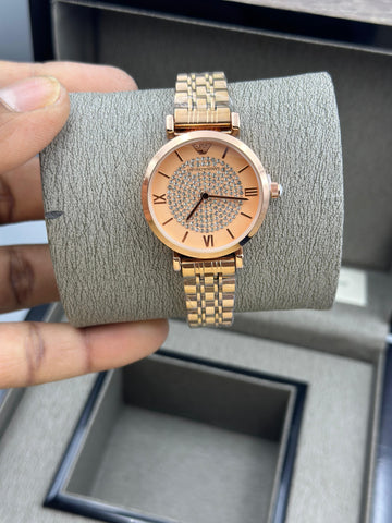 Elegant Rose Gold Crystal Women’s Luxury Watch