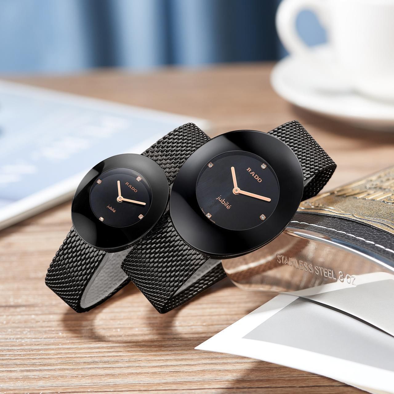 Rado Jubile Black Ceramic Couple Watch Set (For Him & Her)