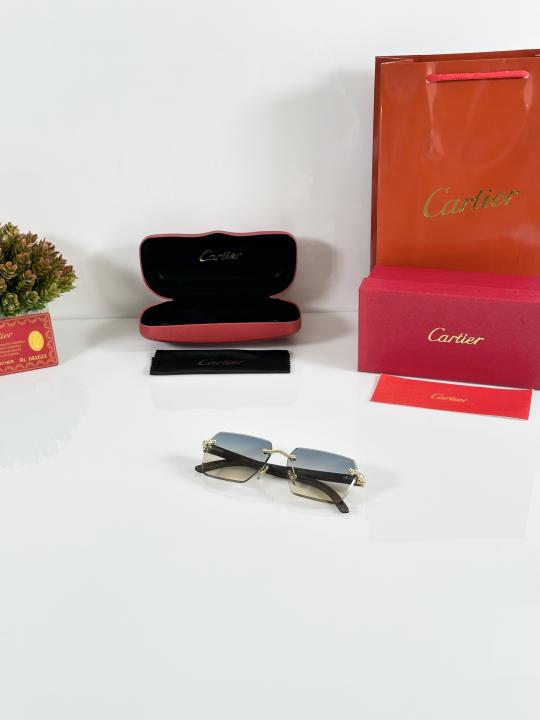 Cartier Rimless Square Luxury Sunglasses for Men & Women – Gradient Lens, Gold Detailing, Premium Edition