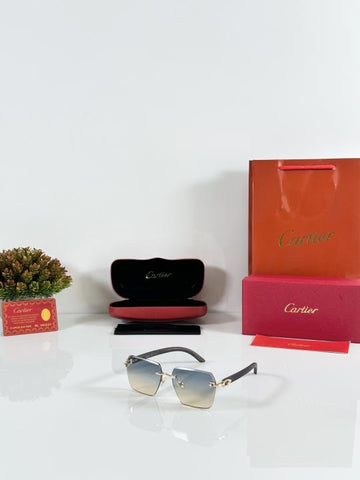 Cartier Rimless Square Luxury Sunglasses for Men & Women – Gradient Lens, Gold Detailing, Premium Edition