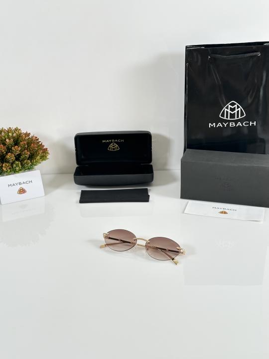 Maybach Luxury Rimless Oval Sunglasses - Gold Frame