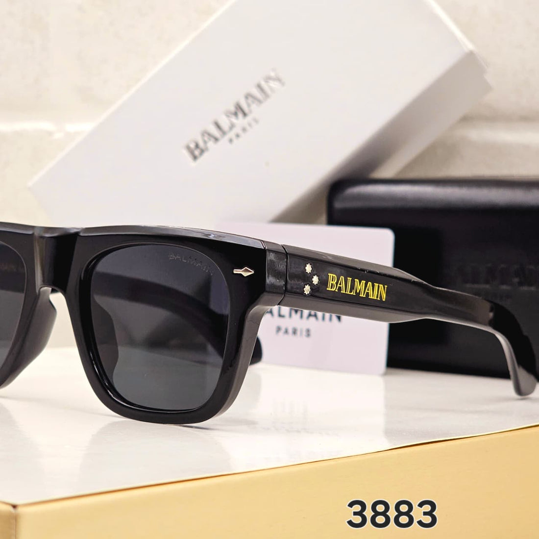 Balmain Paris Bold Square Black Acetate Sunglasses