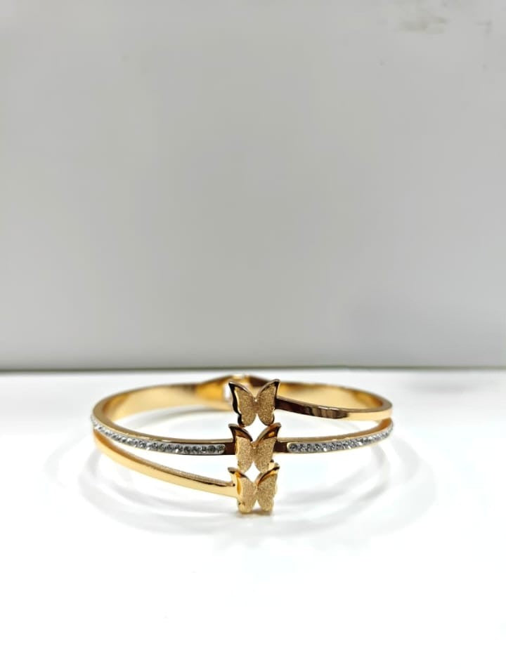 Stylish Triple Butterfly Gold-Plated Bracelet for Women & Girls
