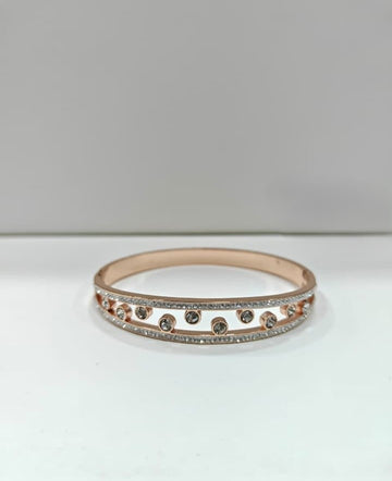 Elegant Rose Gold-Plated Double Layer Stone-Studded Bracelet for Women & Girls