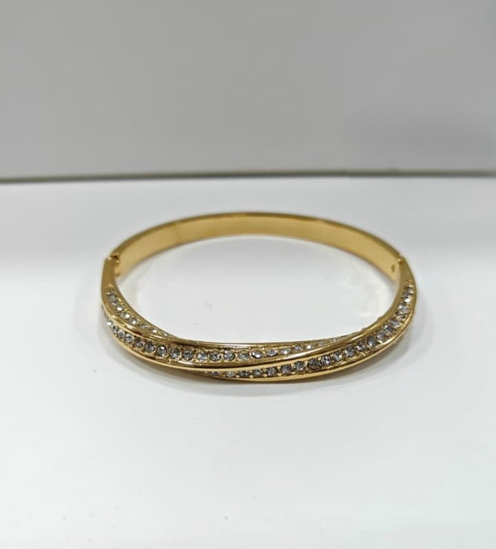 Gold-Plated Stone Studded Designer Bangle for Women | Artificial Jewellery Bracelet