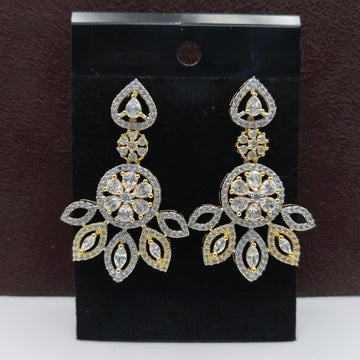 Luxury American Diamond Gold & Silver Plated Floral Dangler Earrings for Women & Girls – Elegant Party, Wedding & Festive Wear Jewelry