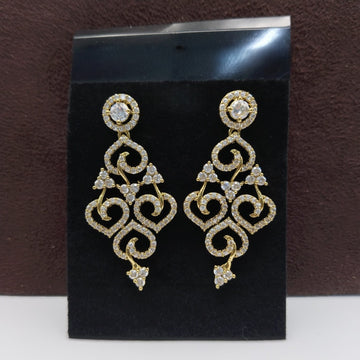 Luxury American Diamond Gold Plated Designer Dangler Earrings for Women & Girls – Stylish Party and Wedding Wear Jewelry