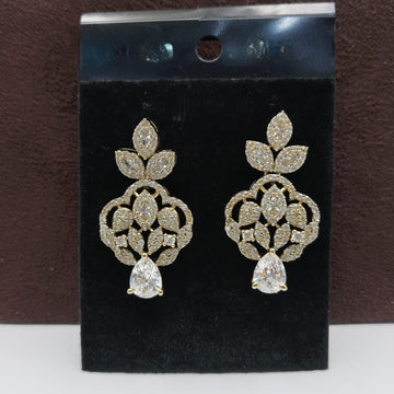 Luxury Floral Design Artificial Diamond Dangler Earrings for Women – Gold Plated Party & Wedding Wear Jewelry