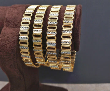 Elegant Gold & Silver Plated Designer Artificial Bangle Set for Women – Traditional Alloy Kada Style (Set of 4)