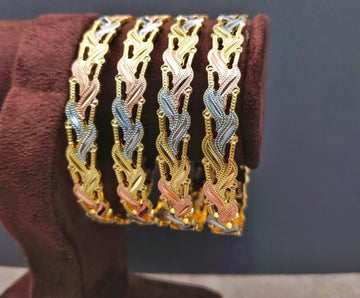 Multicolor Designer Gold Plated Artificial Bangle Set for Women & Girls – Stylish Ethnic Jewelry (Set of 4)