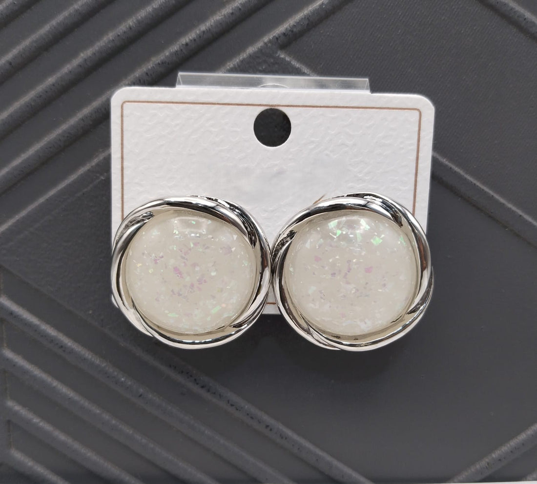 Elegant Golden-Plated Round Glitter Stud Earrings – Trendy Artificial Jewelry for Women & Girls