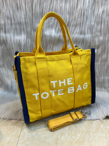 Trendy Canvas Tote Bag for Women | “The Tote Bag” with Shoulder Strap | Stylish Handbag for Office, College & Daily Use (Yellow)