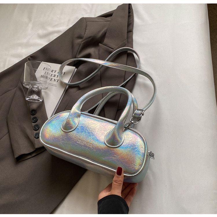 Trendy Holographic Mini Handbag for Women – Shiny Metallic Shoulder & Hand Carry Bag