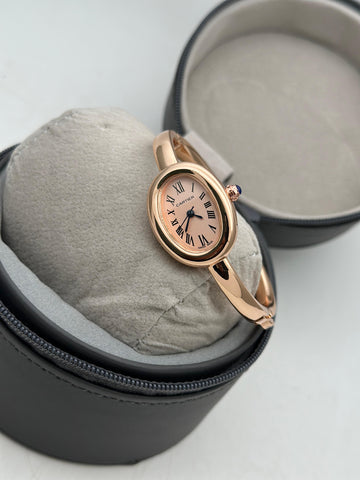 Women’s Luxury Rose Gold Oval Dial Bracelet Watch | Roman Numerals | Elegant Ladies Wrist Watch