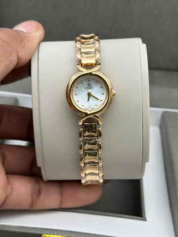 Women’s Luxury Gold-Plated Bracelet Watch | Mother-of-Pearl Dial | Elegant Slim Design