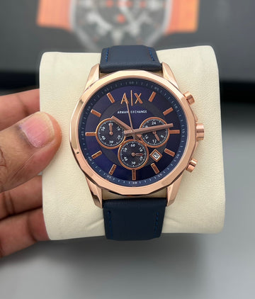 Armani Exchange Men Blue Dial & Blue Leather Straps Analogue Watch