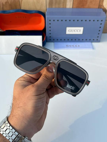 Men’s Premium Square Sunglasses | Luxury Oversized Metal Frame with Dark UV Protection Lenses