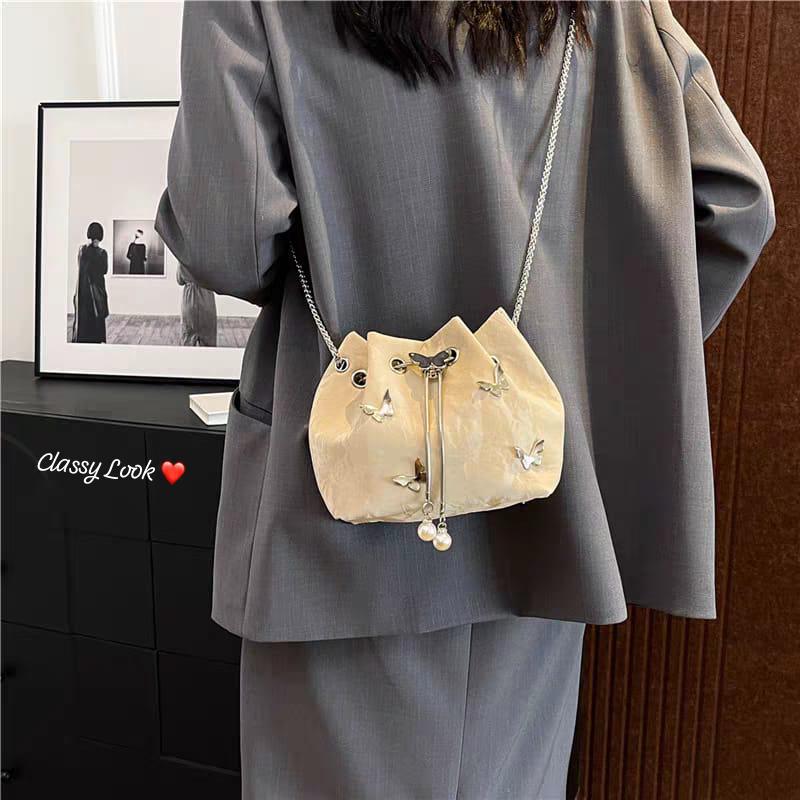 Premium White Butterfly Potli Sling Bag for Women | Trendy Chain Sling | Stylish Party & Casual Bag