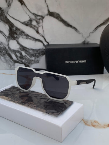 Premium Armani-Inspired Unisex Sunglasses – White Frame | UV400 Protection | Luxury Designer Style