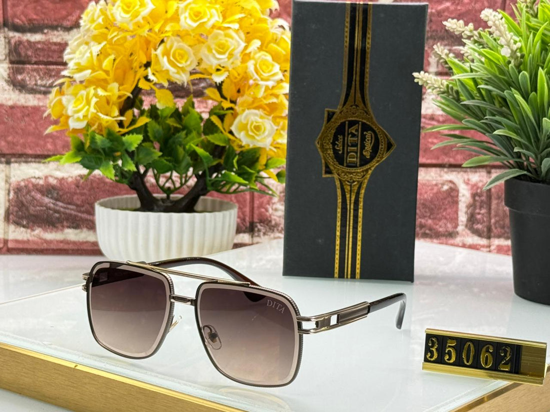 Men’s Luxury Metal Frame Square Sunglasses with Gradient UV Protection Lens – Premium Fashion Shades