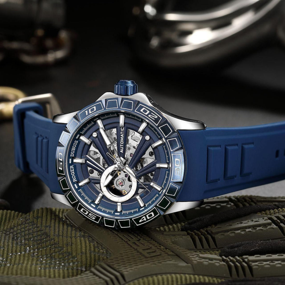 Roger Dubuis Excalibur Spider Huracán Pink Gold Blue Automatic Watch 44mm