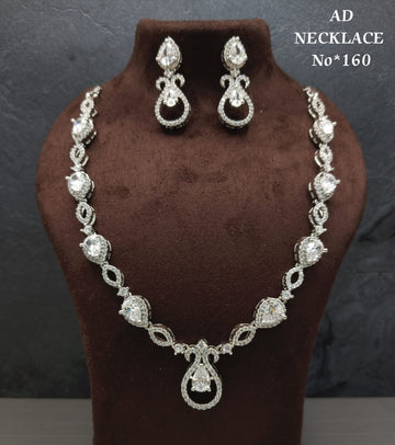 Premium Teardrop AD Necklace Set for Women – Diamond Look Wedding & Party Wear Jewelry (Necklace + Earrings)