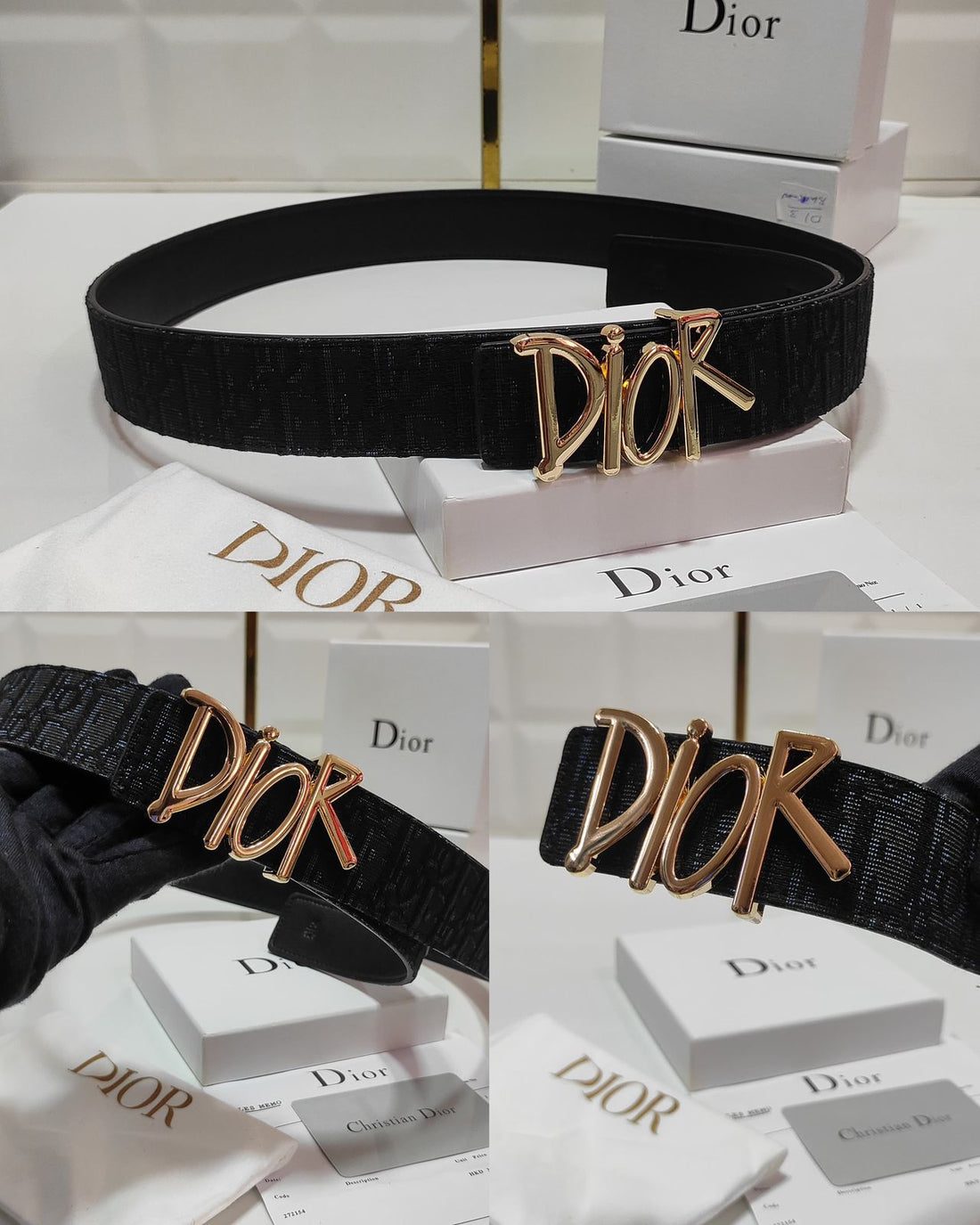 Men’s Premium Designer Black Leather Belt with Stylish Metal LV-Style Buckle (Mix)