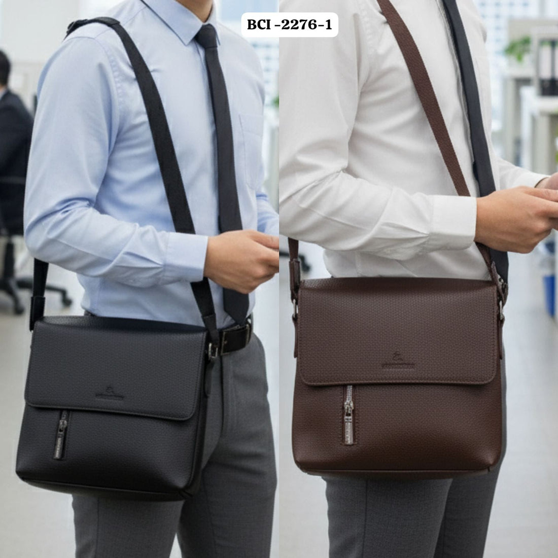 Unisex Premium Leather Crossbody Messenger Bag – BCI 2272-1 | Office, Travel & Business Sling Bag