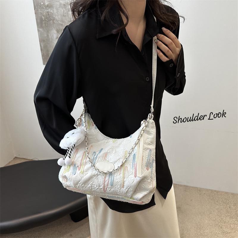 Women’s Imported Embroidered Classy Sling Bag with Cute Cloud Keychain – Premium Quality Shoulder Bag
