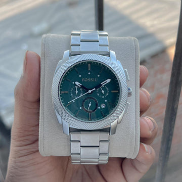 Fossil Men’s Stainless Steel Chronograph Watch – Green Dial | Premium Metal Strap | Multifunction Luxury Wrist Watch