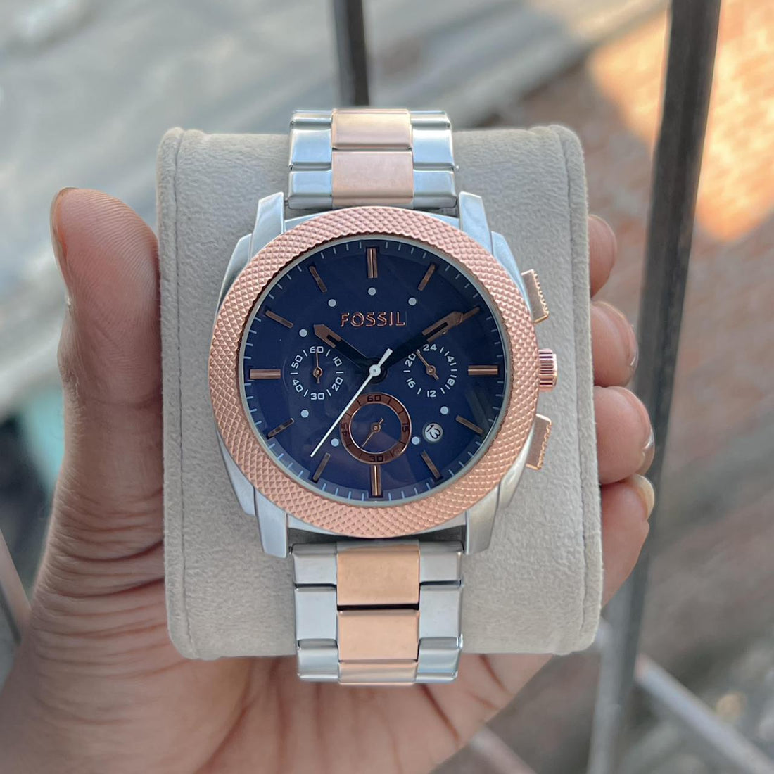 Fossil Men’s Stainless Steel Chronograph Watch – Green Dial | Premium Metal Strap | Multifunction Luxury Wrist Watch