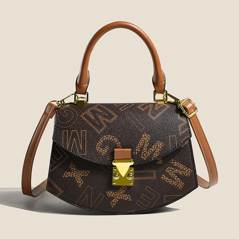 Imported Premium Monogram Print Semi-Round Designer Handbag | Luxury Top Handle Shoulder Bag