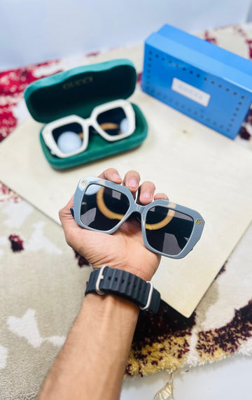 Premium Designer-Inspired Oversized Square Sunglasses for Men & Women | Grey Frame | UV400 Black Lens | Luxury Fashion Eyewear