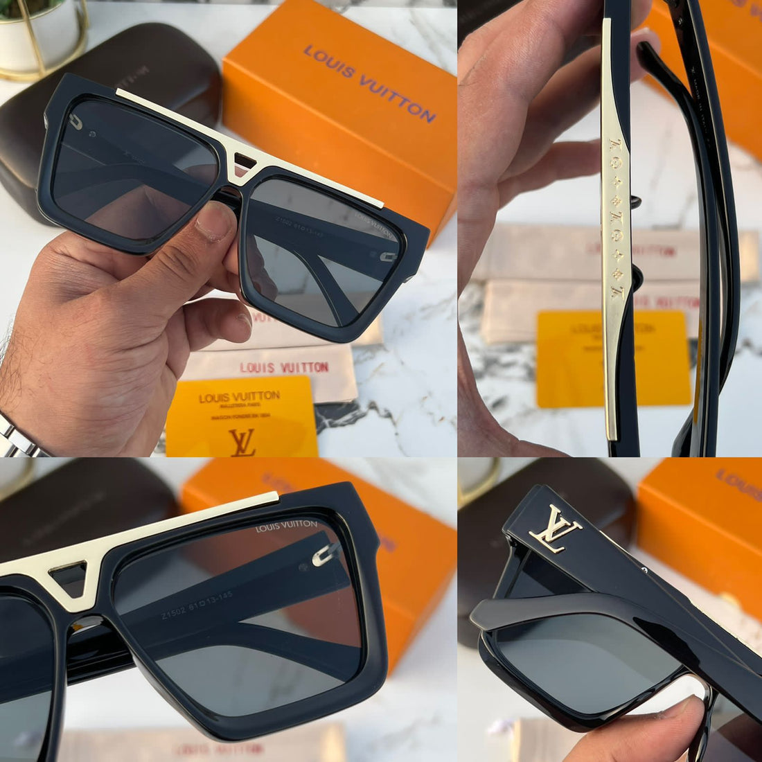 Premium Luxury Square Frame Sunglasses for Men | Black & Gold Stylish Designer-Inspired Eyewear | UV400 Protection