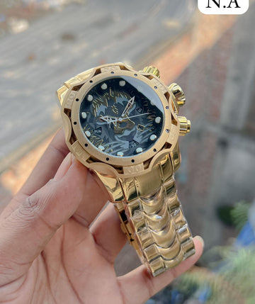 Luxury Oversized Gold Sports Watch – Chronograph & Day-Date Function